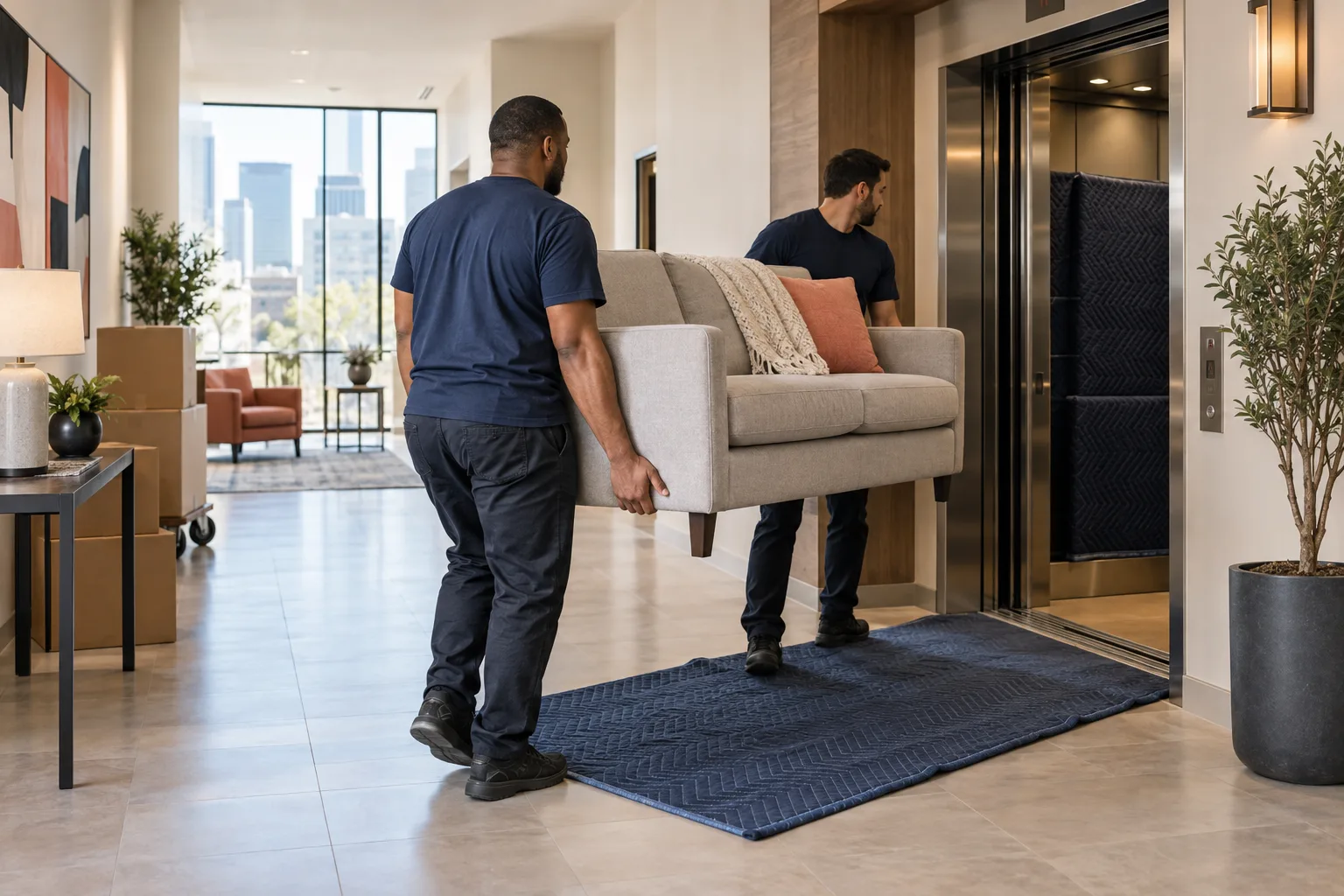 Cleanout professionals preparing apartment & move-out cleanouts items for loading