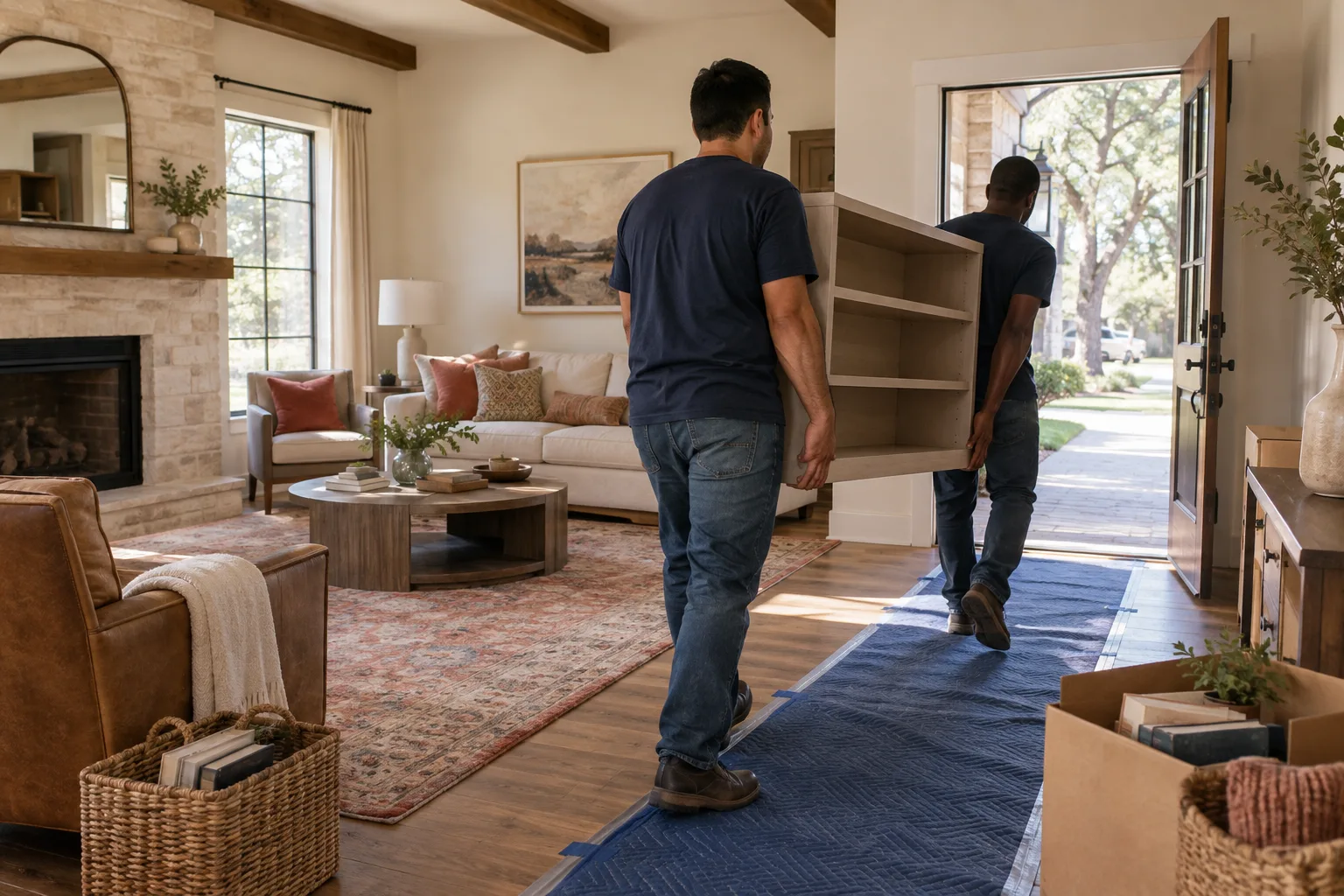 A home cleanout with a protected route to the front door
