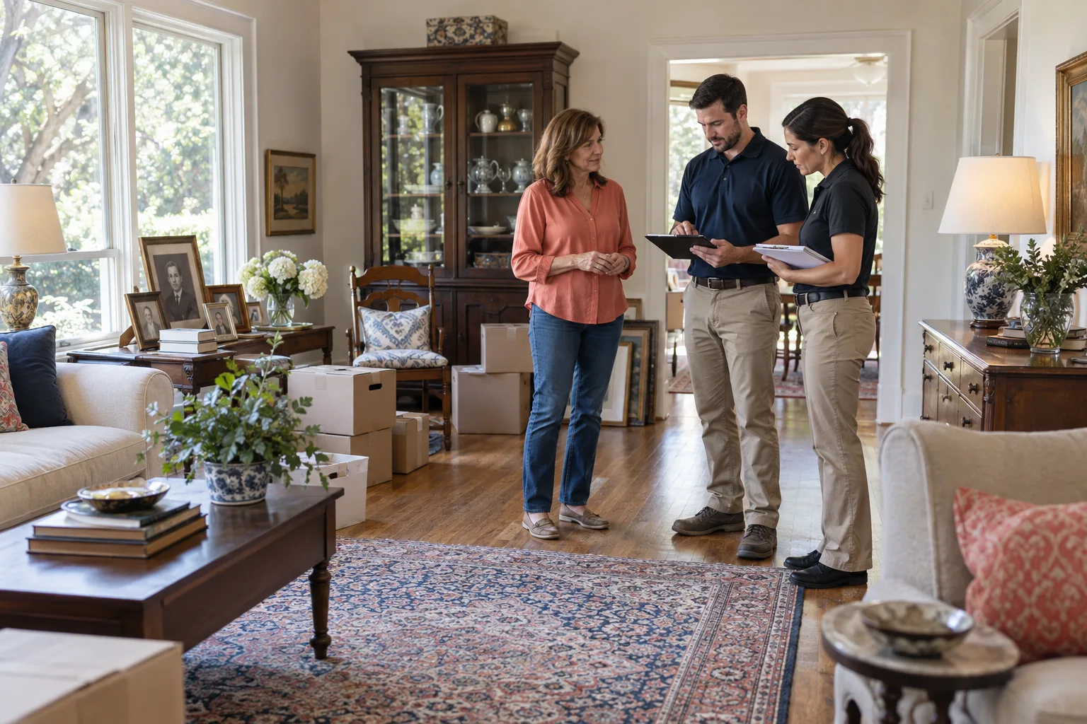 Cleanout professionals preparing estate cleanouts items for loading